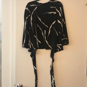 DVF black silk blouse with open back